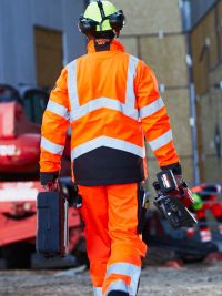 Strapazierfähige Warnschutzhose in Orange-Schwarzblau